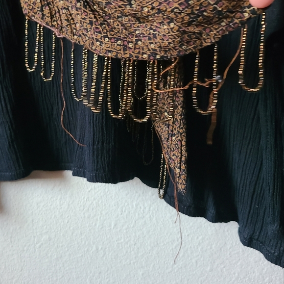 Carole Little 2 Layer Black & Gold Tassle Beaded Cardigan - Picture 6 of 8